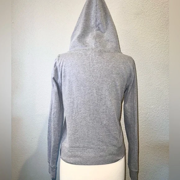 PINK VICTORIA’S SECRET Heather Grey Zip-Up Hoodie w/ Front Logo - Picture 5 of 7